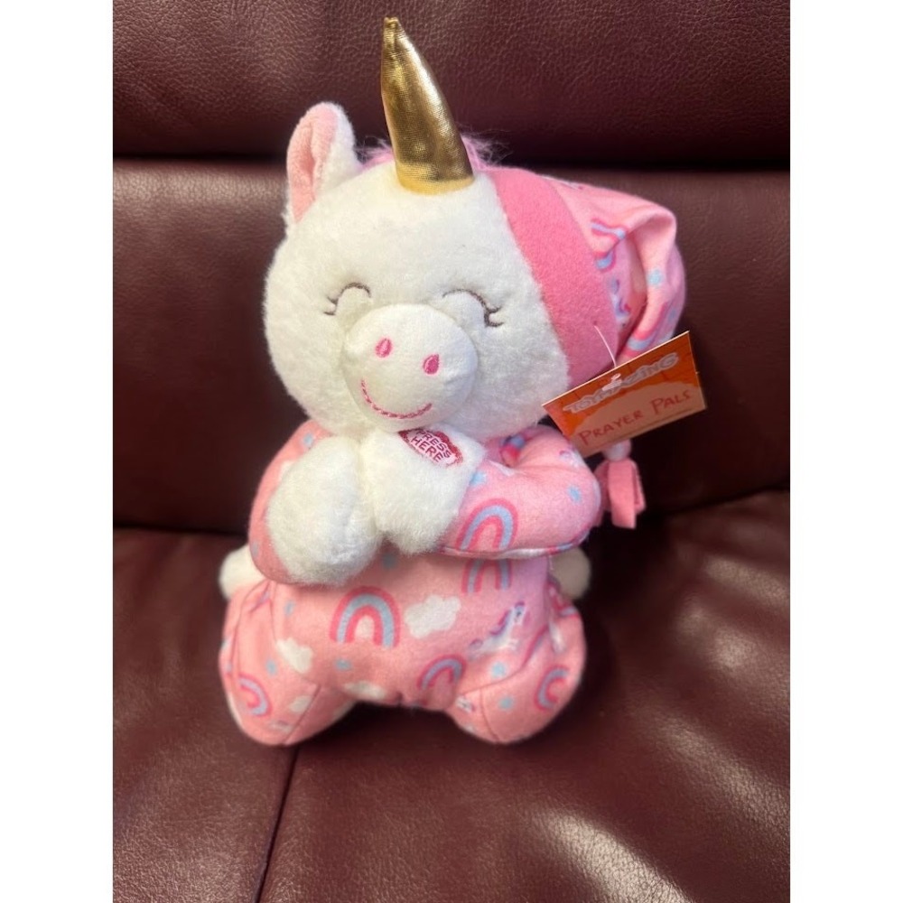 NEW Praying Unicorn Recite Bedtime Prayer Rainbows Pink‎ Girl Plush Doll Toy